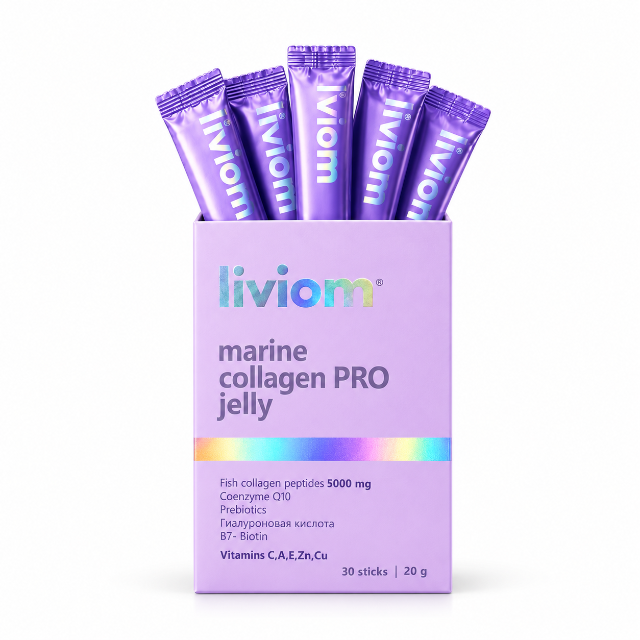 LIVIOM Marine Collagen PRO Jelly, коробка 30 стиков по 20 г